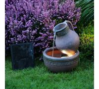 Primrose Greek Pouring Jug And Bowl Solar Powered Water Feature With Warm White Led Lights 40Cm