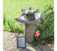 Primrose Grey Pavillion Tiered Solar Powered Bird Bath Water Feature 62Cm