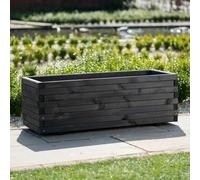 Primrose Pine Raised Flower Bed Trough Outdoor Planter in Grey Large 110cm x 40cm (43in x 15.75in)