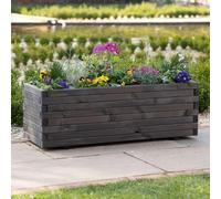 Primrose Pine Raised Flower Bed Trough Outdoor Planter in Grey Large 110cm x 40cm (43in x 15.75in)