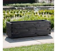 Primrose Grey Pine Wooden Raised Bed Outdoor Trough Planter 90Cm