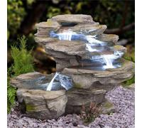 Primrose Grey Rock Effect Cascade Water Feature 4 Tier Waterfall Garden 65cm in Brown Primrose Brown