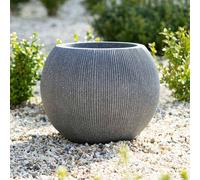 Primrose Grey Round Ridged Garden Planter Bowl 30cm Primrose Grey