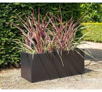 Primrose Gunmetal Black Galvanised Zinc Rectangular Garden Planter Plant Pot Medium 64cm x 32cm (25in x 12.5in)