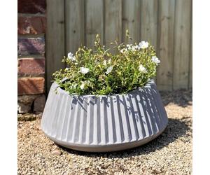 Primrose H19cm Concrete Round Planter In Grey Garden Patio Flower Pot