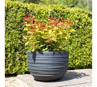 Primrose H20cm Fibrecotta Round Planter In Blue Garden Patio Flower Pot