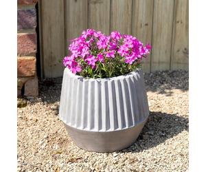 Primrose H21cm Concrete Round Planter In Grey Garden Patio Flower Pot