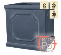 Primrose H30cm Chelsea Lead Effect Framed Cube Pot in Grey Primrose Grey