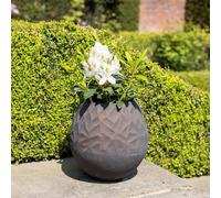 Primrose H32cm Brown Cement Round Planter Garden Patio Flower Pot