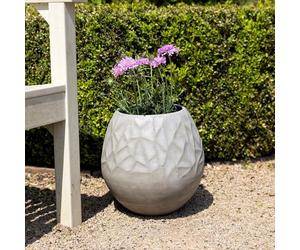 Primrose H32cm Natural Cement Round Planter Garden Patio Flower Pot