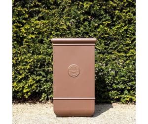 Primrose H42cm Fibrecotta Tall Cube Planter In Toffee Garden Patio Flower Pot