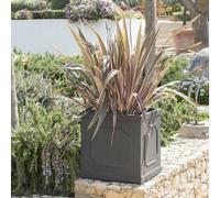 Primrose Framed Cube Outdoor Garden Fibrecotta Planter Grey Plant Pot Vintage Design 45cm