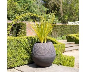 Primrose H50cm Brown Cement Round Planter Garden Patio Flower Pot