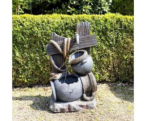 Primrose H65cm Constancia Cascading Bowls And Hose Water Feature With Lights Outdoor Garden Fountain