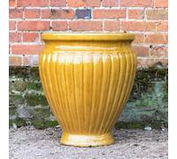 Primrose H65cm Terracotta Round Planter In Yellow Garden Patio Flower Pot