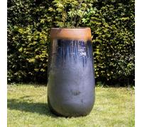 Primrose H75cm Terracotta Tall Round Planter In Grey Blue Garden Patio Flower Pot