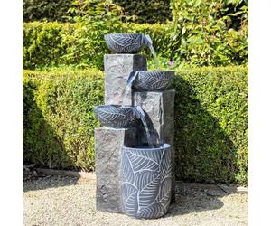 Primrose H83cm Guarda Cascading Tiered Bowls Water Feature With Lights Outdoor Garden Fountain