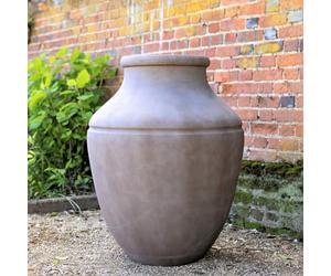 Primrose H90cm Brown Cement Round Planter Large Garden Patio Flower Pot Urn