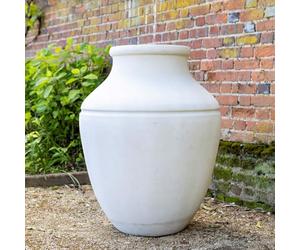 Primrose H90cm White Cement Round Planter Large Garden Patio Flower Pot Urn