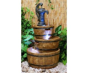 Primrose Hand Barrel Water Feature Bowl Fountain 3 Tier Cascade Garden 92cm in Brown Primrose Brown