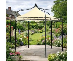 Primrose Harlington Deluxe Steel Frame Gazebo With Roof Canopy in Ivory Primrose Ivory