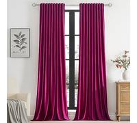 PRIMROSE Hot Pink Velvet Curtains 102 inch Long for Living Room,Set of 2 Panels Blackout Rod Pocket Back Tab Window Treatment Room Darkening Heavy Decorative Curtains Drapes for Bedroom