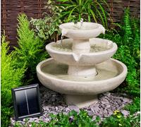 Primrose Solar Powered Ivory 3 Tiered Round Cascading Water Feature 44cm in Stone Primrose Stone