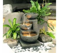 Primrose Kendal 3 Tier Cascading Water Feature with Lights Indoor Outdoor H62cm in Brown Primrose Brown