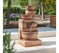 Primrose Kendal 4 Tier Cascade Water Fountain Garden Feature with Lights 86cm in Beige Primrose Beige