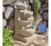 Primrose Kendal 4 Tier Cascading Solar Powered Water Feature with Lights H72cm in Beige Primrose Beige