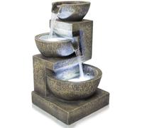 Primrose Kendall Stone Effect 3-Tier Cascading Garden Fountain Water Feature With Led Lights H48Cm