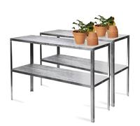 Primrose Lacewing X2 Traditional 2 Tier Greenhouse Staging Shelf Workbench In Silver 119Cm