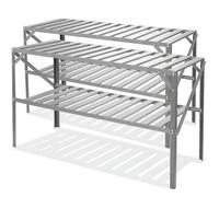 Primrose Lacewing X2 Traditional 2 Tier Greenhouse Staging Shelf Workbench In Silver 126Cm