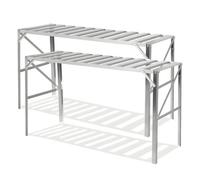 Primrose Lacewing X2 Traditional Greenhouse Staging Shelf Workbench In Silver 126Cm