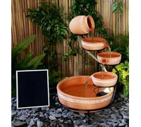 Primrose Solar Powered Terracotta Water Feature Cascade Battery LED Lights 55cm Primrose Terracotta
