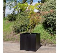Primrose Large Black Stone Composite Cube Outdoor Garden Planter 78Cm