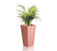 Primrose Large Garden Outdoor Fibrecotta Terracotta Tall Flared Square Planter H65cm x W32cm x D32cm (25.5in x 12.5in x 12.5in)