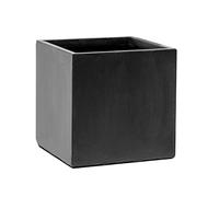 Primrose Large Terracotta Garden Outdoor Fibrecotta Dark Grey Cube Planter 40cm³ (15.7in³)