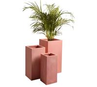 Primrose Large Terracotta Garden Outdoor Fibrecotta Tall Square Planter H70cm x W34cm x D34cm (25.5in x 13.5in x 13.5in)