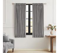 PRIMROSE Light Grey Curtains 63 inch for Living Room,2 Panels Drapes Blackout Rod Pocket Back Tab Window Treatment Room Darkening Thick Decorative Curtains for Bedroom