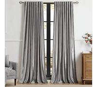 PRIMROSE Light Grey Curtains 90 inch for Living Room,2 Panels Drapes Blackout Rod Pocket Back Tab Window Treatment Room Darkening Thick Decorative Curtains for Bedroom