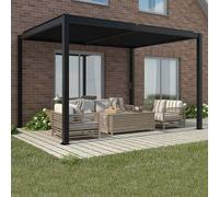 Primrose Living Deluxe Charcoal Veranda with Louvered Shutter Roof 3m x 4m in Dark Grey Primrose Living Dark Grey