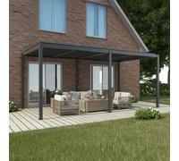 Primrose Living Deluxe Charcoal Veranda with Louvered Shutter Roof 3m x 6m in Dark Grey Primrose Living Dark Grey