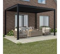 Primrose Living Deluxe Charcoal Veranda with Louvered Shutter Roof 3m x 4m in Dark Grey Primrose Living Dark Grey