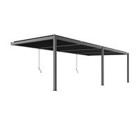 Primrose Living Deluxe Charcoal Wall Mounted Veranda With Louvered Shutter Roof 6M X 3M