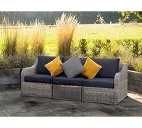 Primrose Living Peony Luxury Rattan 3 Seater Garden Sofa In Pebble