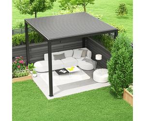 Primrose Living Primrose Charcoal Pergola With Steel Louvered Shutter Roof 3M X 4M
