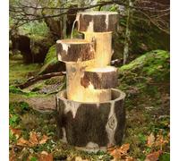 Primrose Log Cascading Water Feature Lights Indoor Outdoor Use H75cm 3 Tier in Natural Primrose Natural