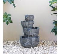Primrose Lyne Stacked Bowls Outdoor Patio Water Feature with LEDs in Grey 49.5cm