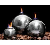 Primrose Stainless Steel Fire & Water Feature Magma Triple Sphere H27cm in Metallic Silver Primrose Metallic Silver